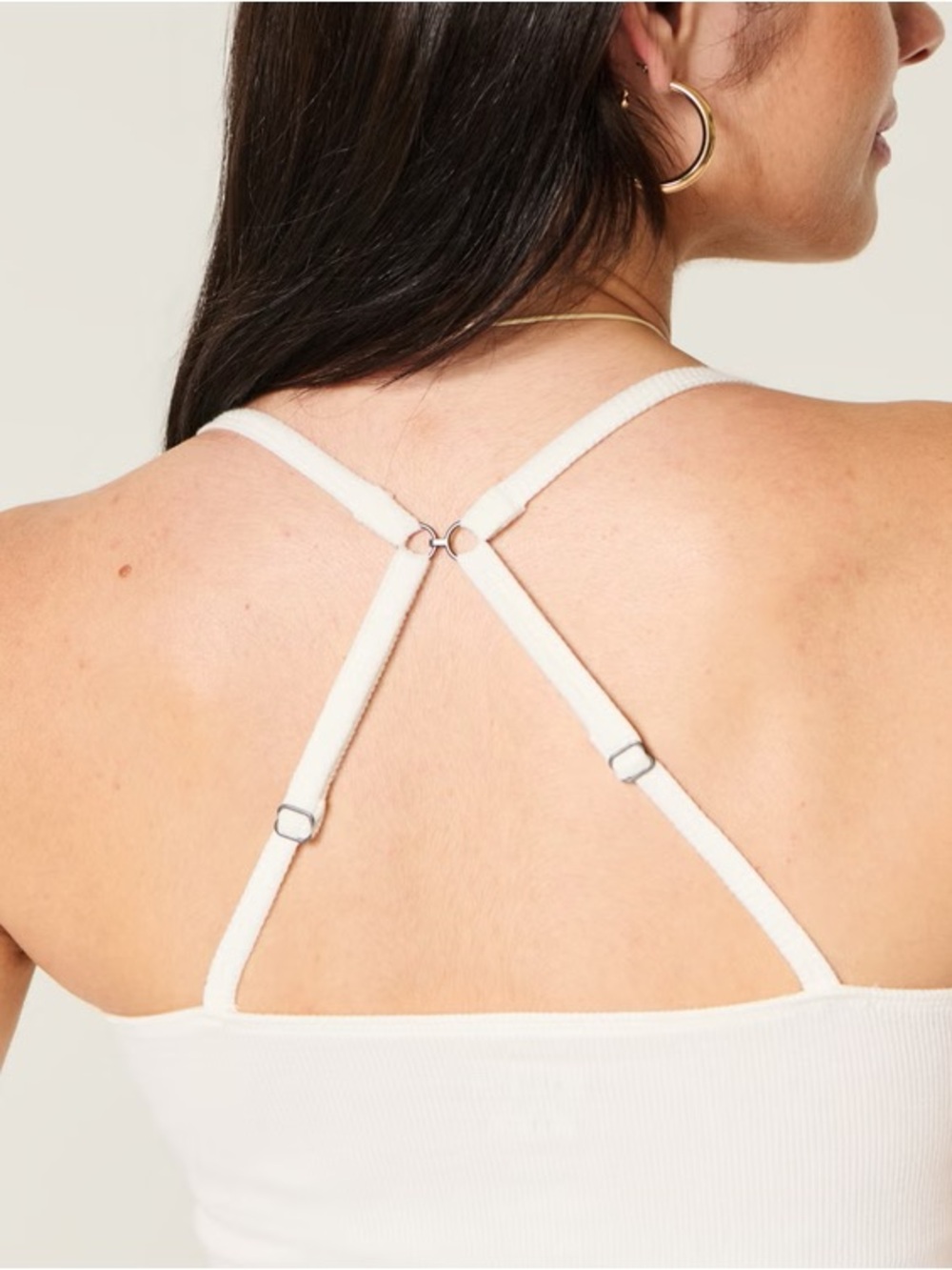 Hollister Wrap Lace Trim Ribbed Layering Cami - Cloud White - Picture 4 of 6